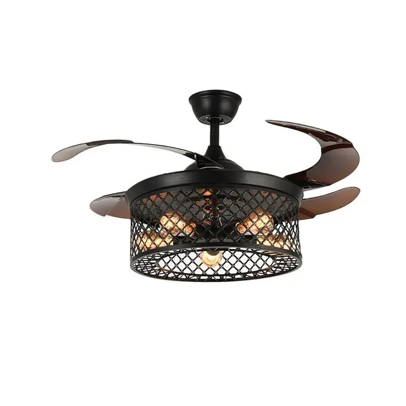 New Black Invisible Fan Lamp - Mute Creative Ceiling Fan Light for Living Room and Bedroom 