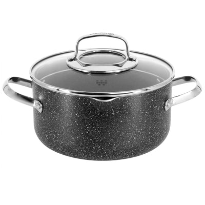 Korkmaz Galaksi Non Stick 8 Inch 3 Liter Casserole with Lid in Black - Free Shipping 