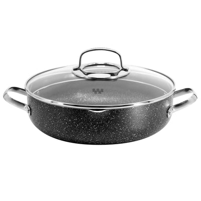 Korkmaz Galaksi Non Stick 11 Inch 4.5 Liter Low Casserole with Lid in Black - Free Shipping 
