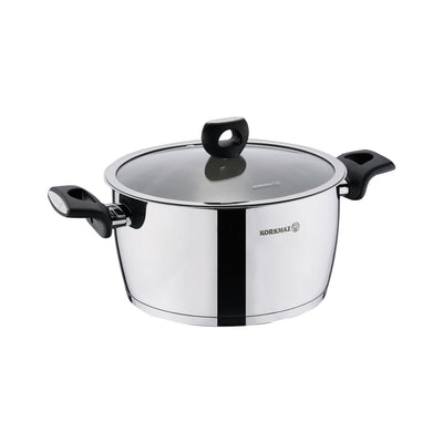 Korkmaz Nora 2 Piece 2 Liter Stainless Steel Casserole with Lid in Silver - Free Shipping 
