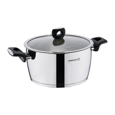 Korkmaz Nora 2 Piece 5.5 Liter Stainless Steel Casserole with Lid in Silver - Free Shipping 