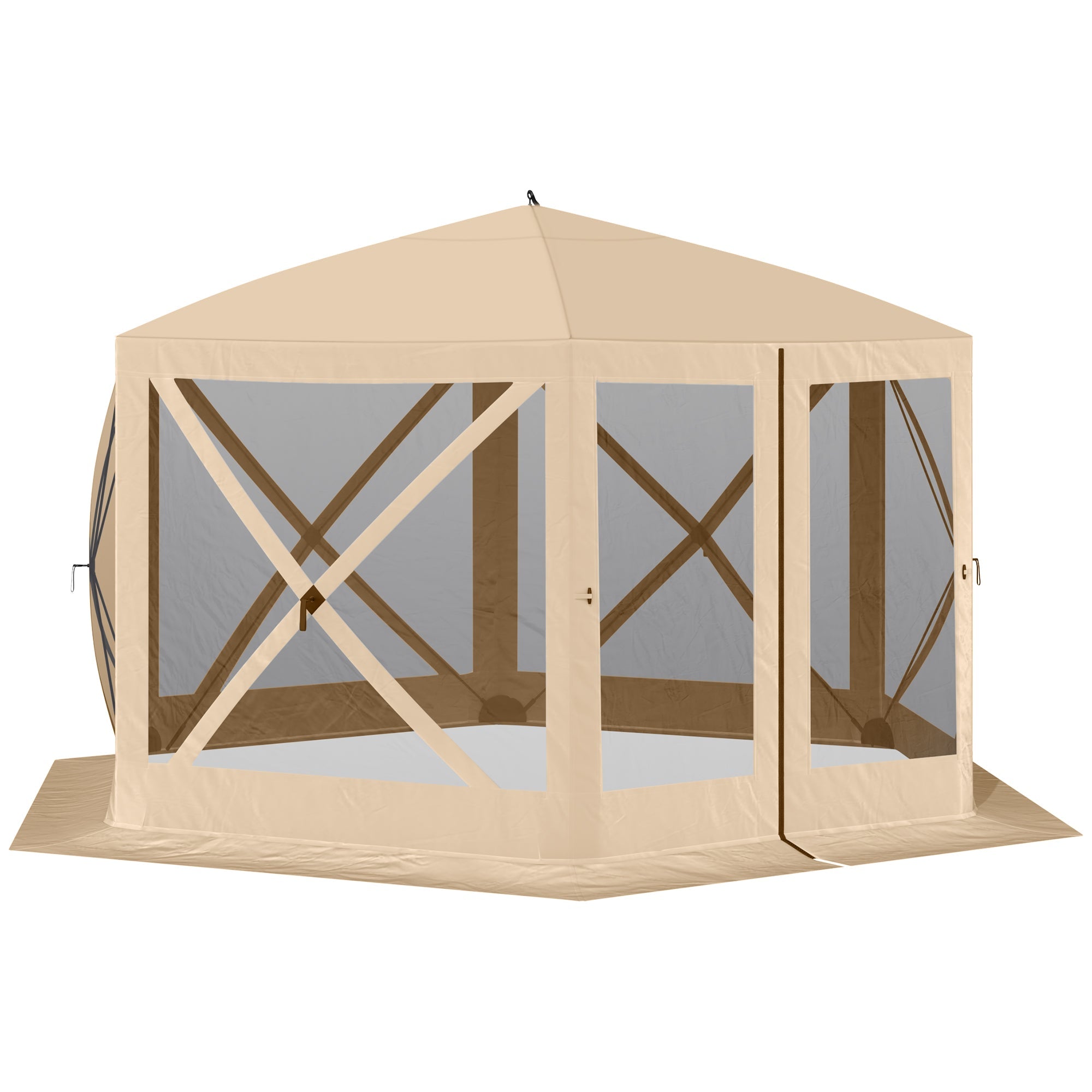 Outsunny Pop Up Screen Tent 12' Hexagon, Automatic Camping Shelter with Mesh Sidewalls, Outdoor Sun Shade 