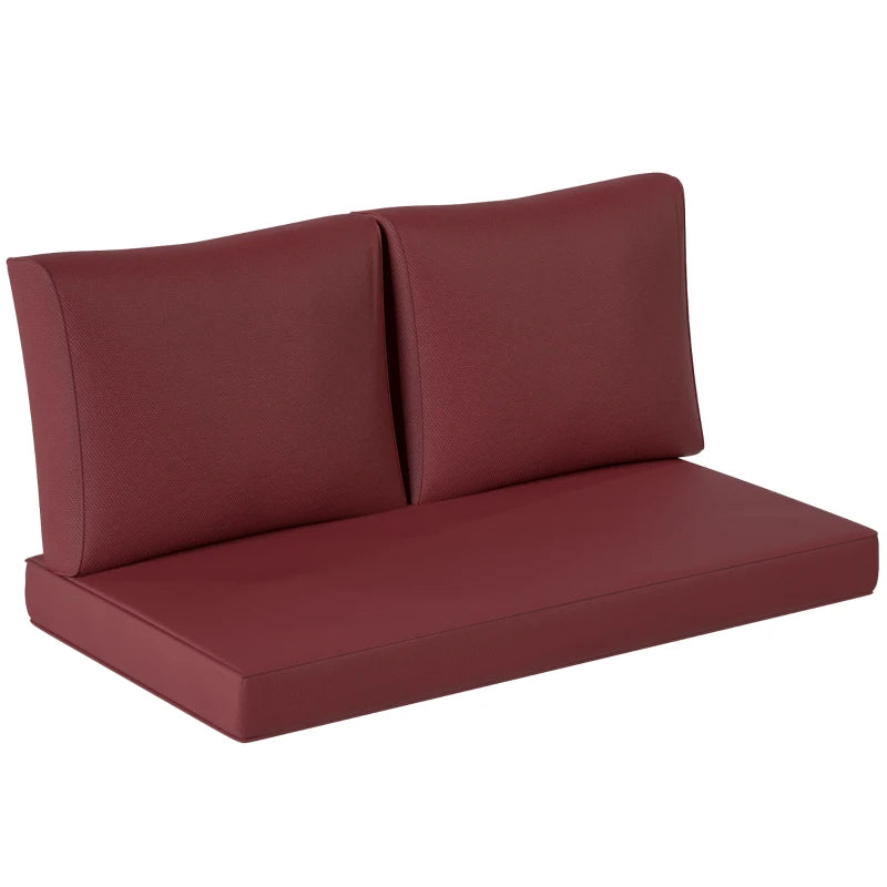 Outdoor Seat Cushions with Backrest, Loveseat Double Sofa Outdoor Furniture Cushions, Wine Red