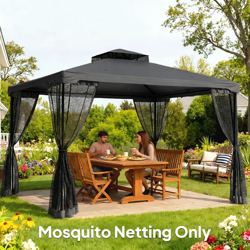 Replacement Mosquito Netting for Gazebo 10' x 12' Black Screen Walls for Canopy with Zippers, Black
