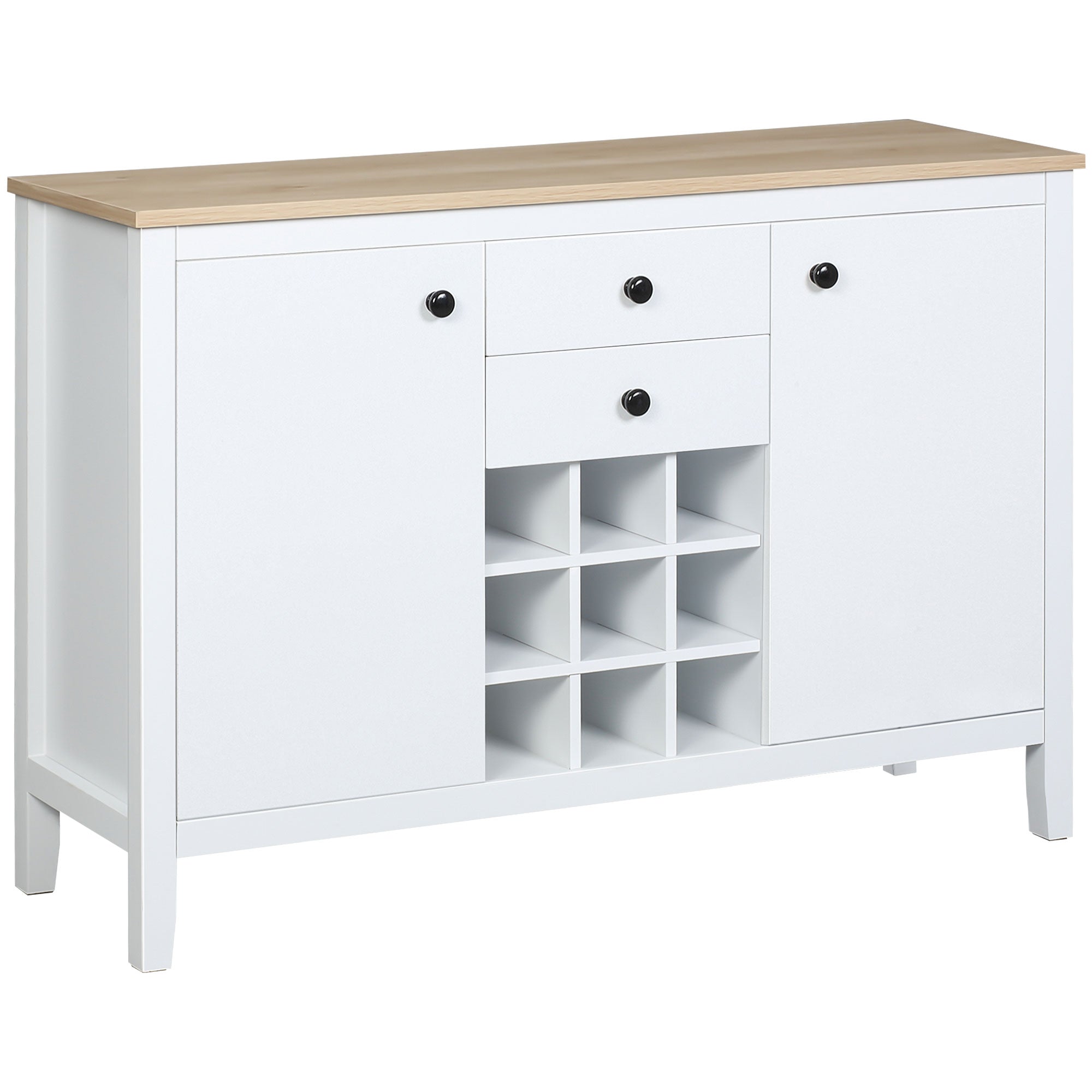 HOMCOM Rustic Buffet Cabinet with Wine Rack: Sideboard with Storage Cabinets, Drawers and Adjustable Shelves for Living Room 