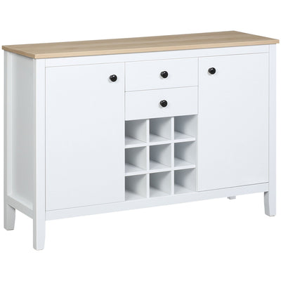 HOMCOM Rustic Buffet Cabinet with Wine Rack: Sideboard with Storage Cabinets, Drawers and Adjustable Shelves for Living Room 