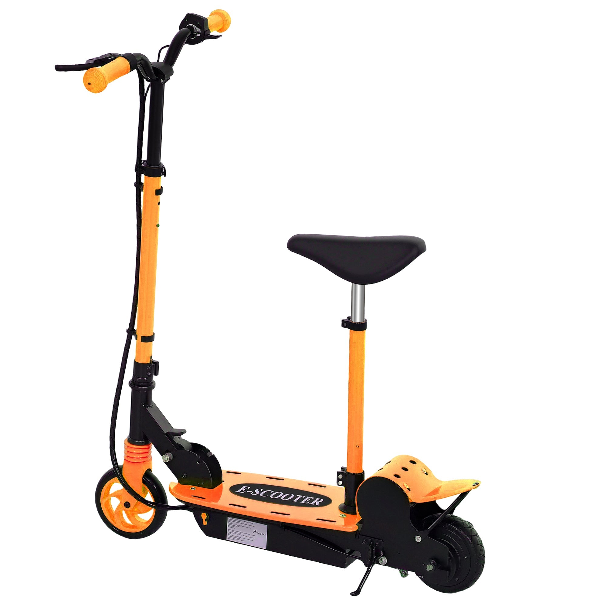 Soozier Foldable Electric Scooter for Kids Ages 6-14, with Seat and 2 Adjustable Heights, Max 6km Range & 12km/h, Orange 
