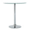 HOMCOM Compact Dining Delight: Round Pub Table with Tempered Glass Top, Silver Metal Base for Small Spaces