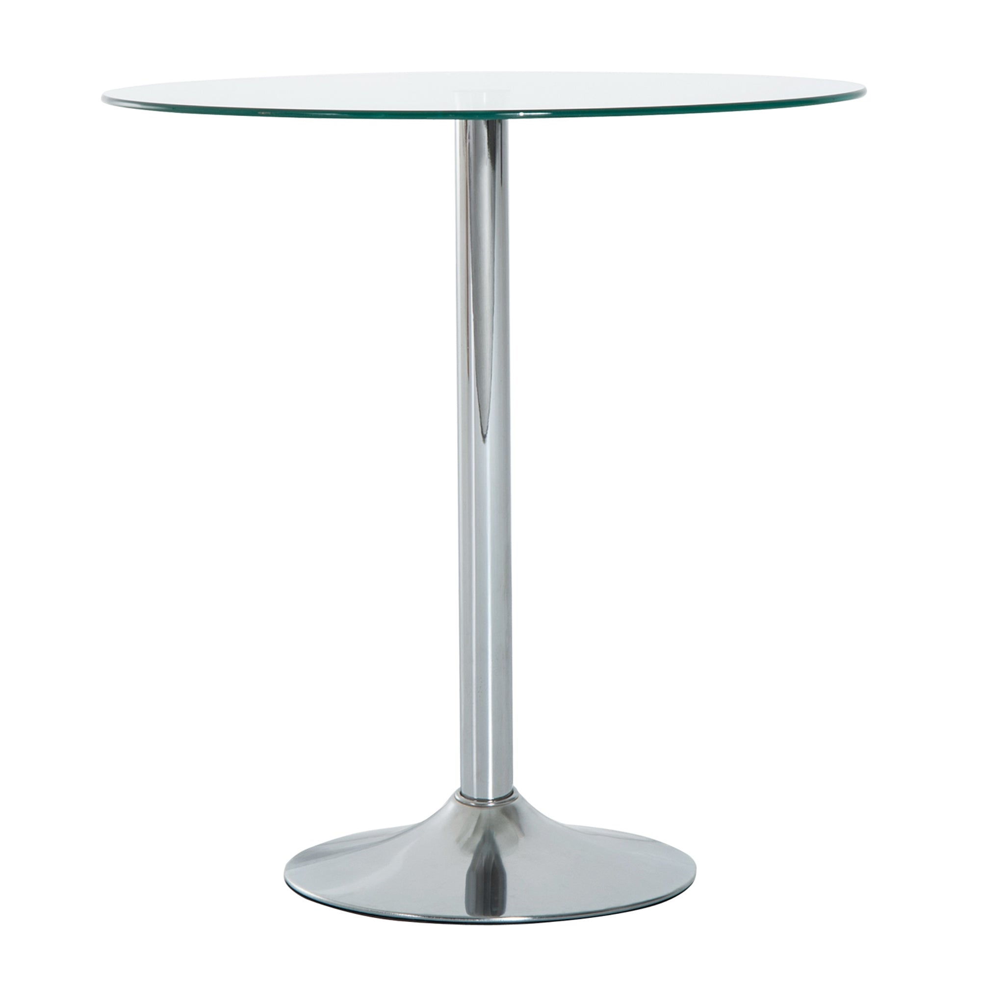 HOMCOM Compact Dining Delight: Round Pub Table with Tempered Glass Top, Silver Metal Base for Small Spaces 
