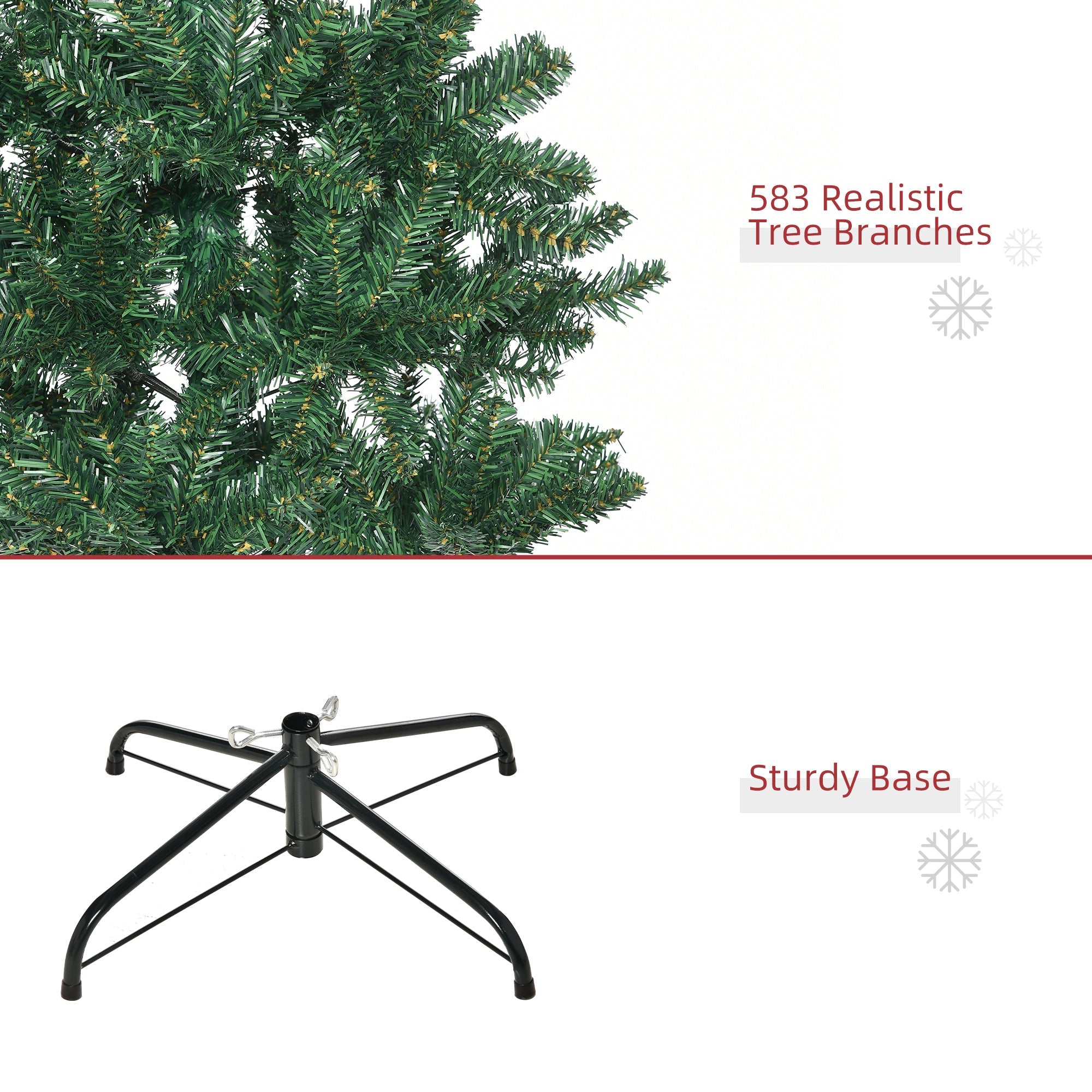 HOMCOM 6ft Artificial Christmas Tree w/ Metal Stand Spruce Branch Tips Green 