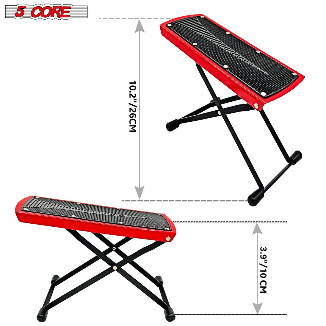 5Core Guitar Foot Stool – Height Adjustable Folding Leg Rest for Classical Guitarists