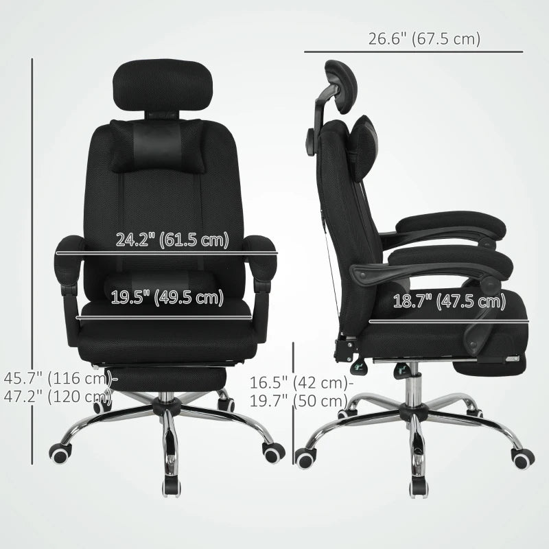Ergonomic Executive High Back Office Chair with Footrest, Lumbar Support, Black
