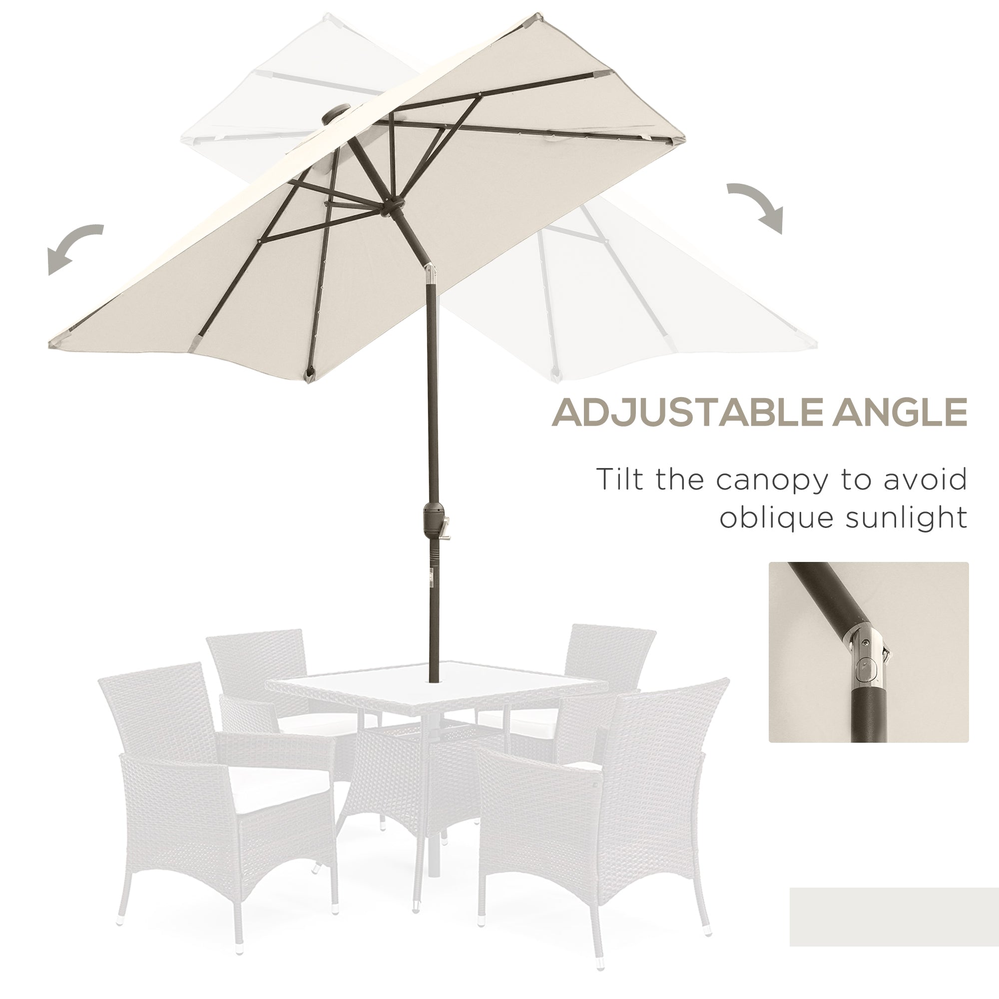 Outsunny 6'x10' Solar LED Patio Umbrella: Rectangular Outdoor Table Umbrella with Tilt Crank, Beige 