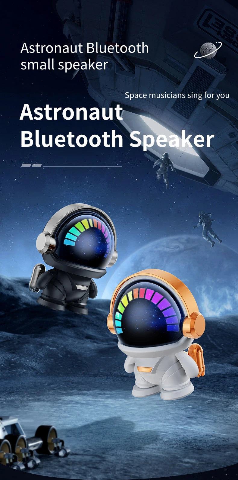 New Wireless Bluetooth Astronaut Speaker - TWS Couple Cute Space Robot Subwoofer, Outdoor Gift 