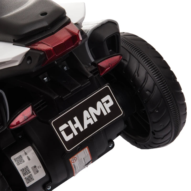 Qaba Kids Electric Motorcycle Ride-On Toy with 3 Wheels, Music, Horn, Lights, Black