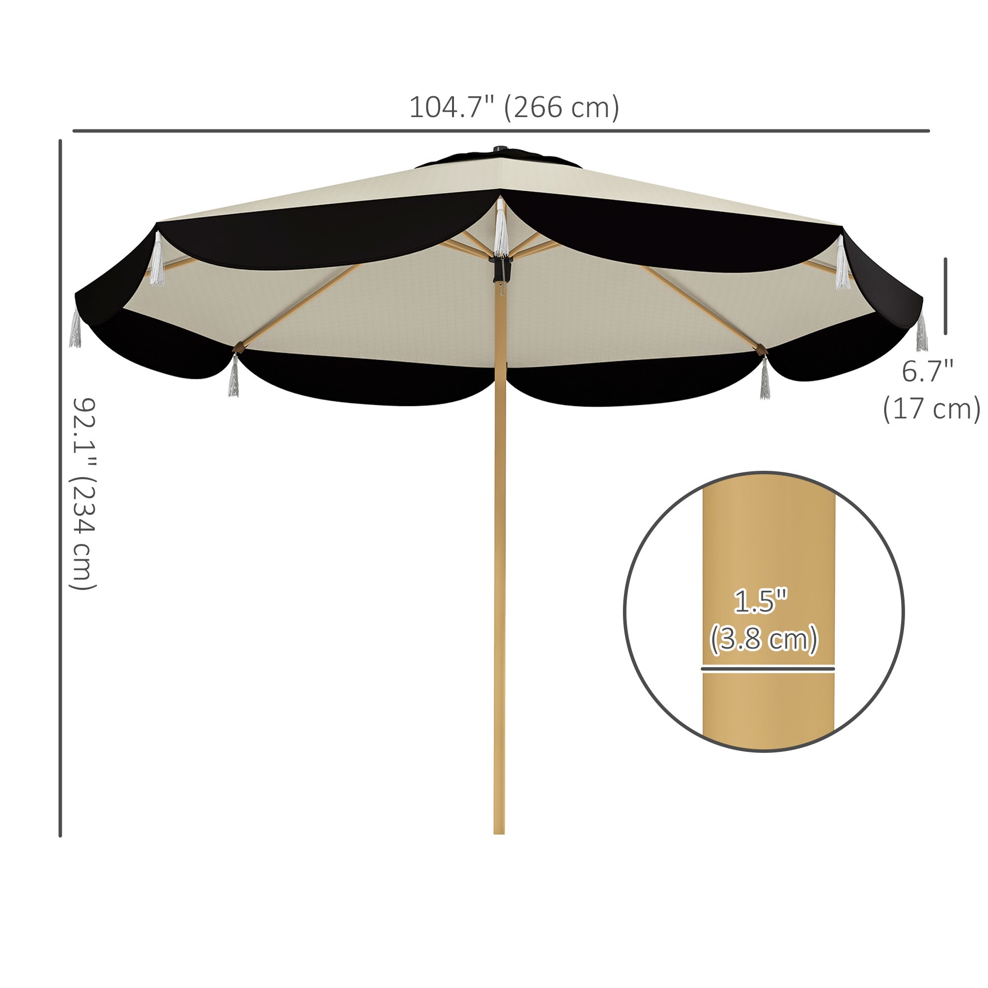 Outsunny 9FT Patio Umbrella Parasol, UPF 50+ Outdoor Market Umbrella with 8 Ribs, Vented Patio Table Umbrella for Deck, Backyard and Lawn, Beige 
