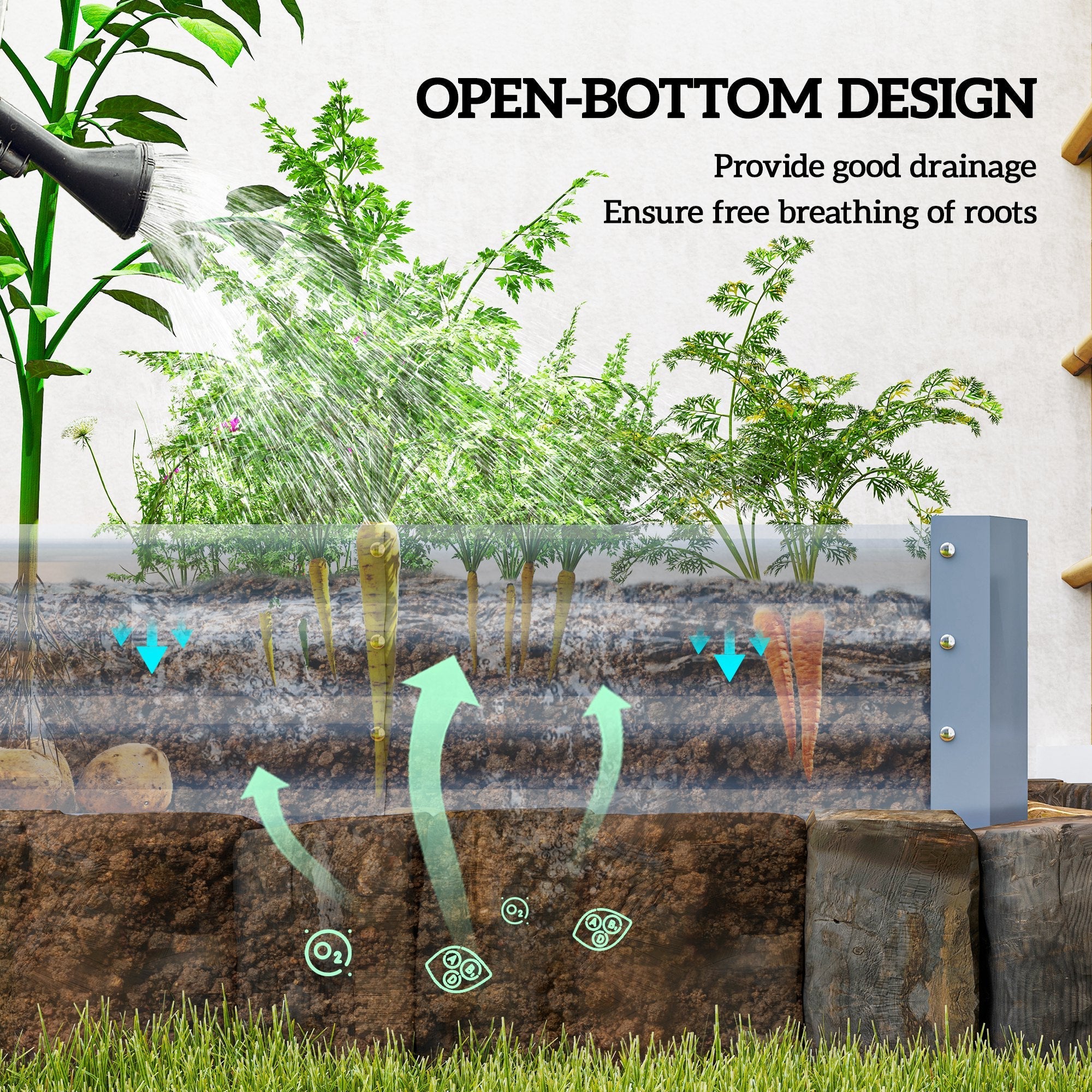 Outsunny 8 x 4 x 1ft Galvanized Raised Garden Bed, Reinforced Outdoor Planter Box with Open Bottom, Silver 