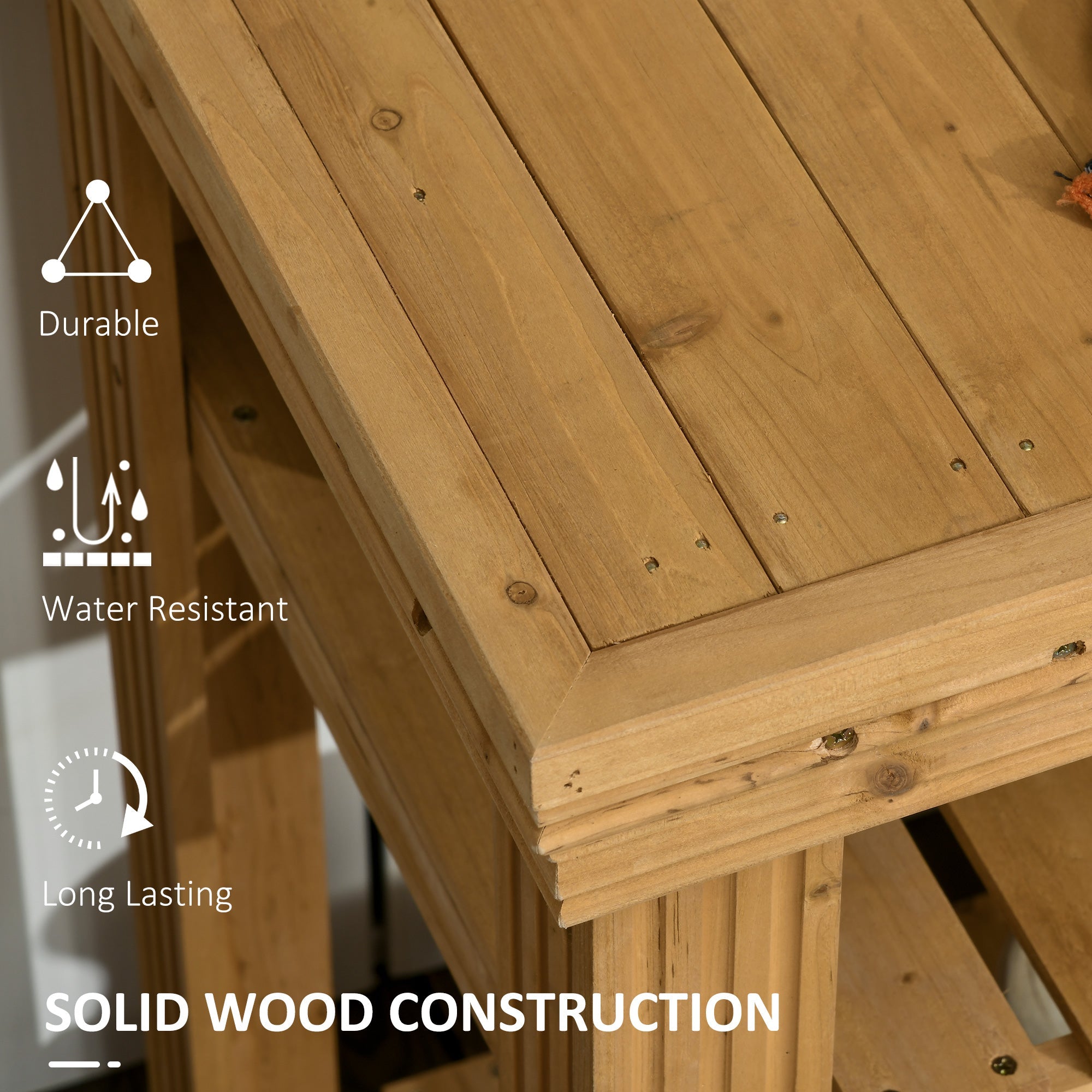 Outsunny Outdoor Potting Bench Table with Faucet, Removable Sink, Hooks and Storage Shelves, Wood Work Bench Workstation 