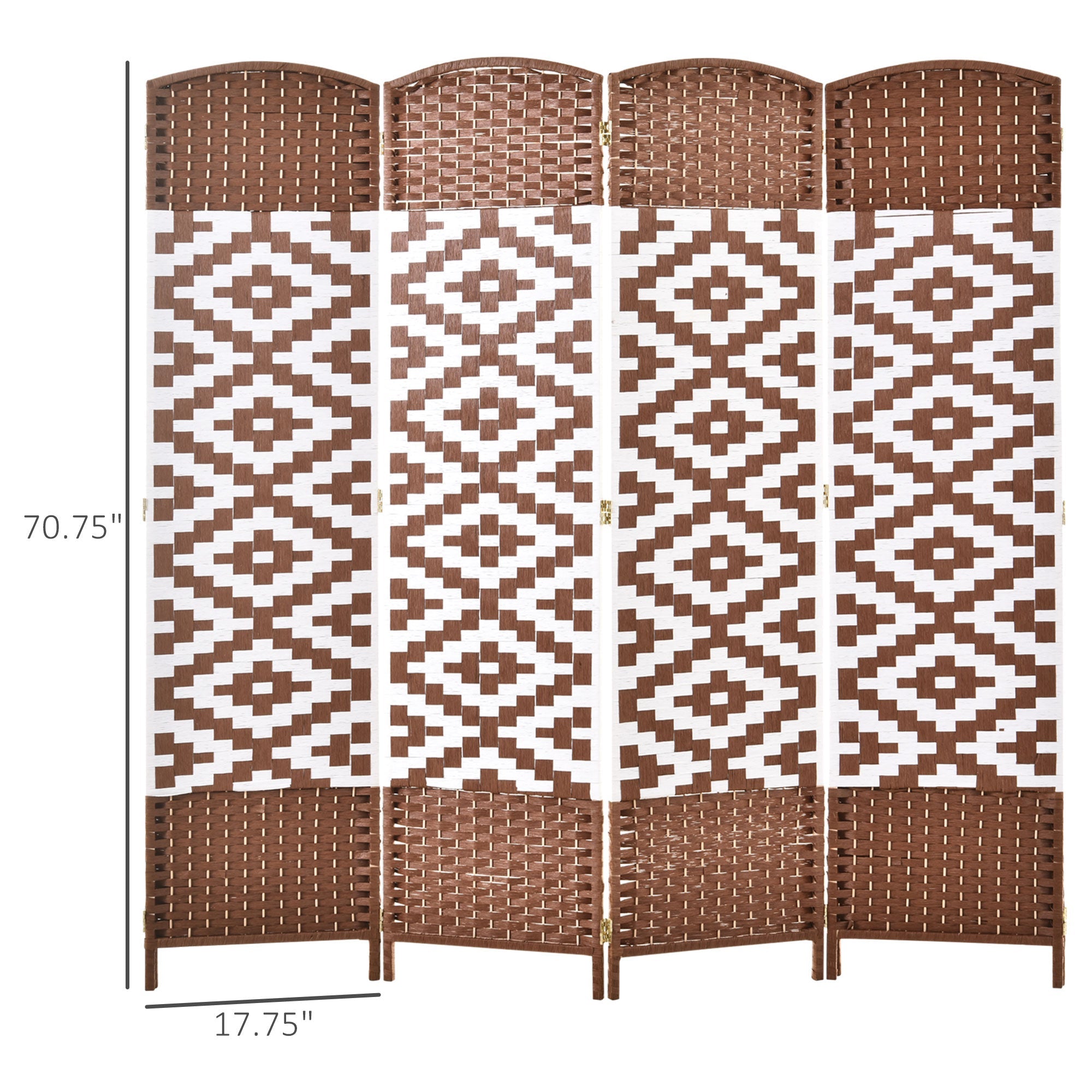 HOMCOM Geometric Allure Room Divider: 4-Panel Diamond Weave Folding Indoor Privacy Screen, Accent Style 