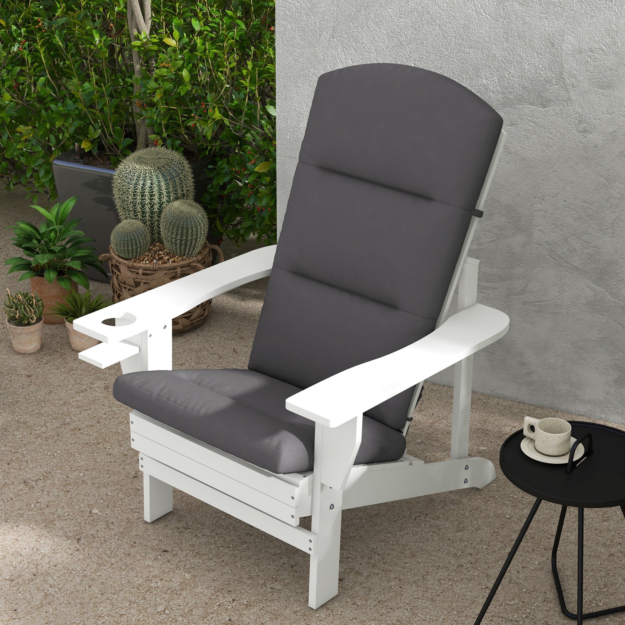 Outsunny Adirondack Patio Chair Cushion Replacement with Back and Ties Grey 