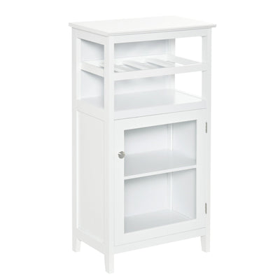 HOMCOM Wine Cabinet 4 Bottle Wine Rack Open Shelf Acrylic Door Cabinet Adjustable Shelf Home Bar White Furniture 