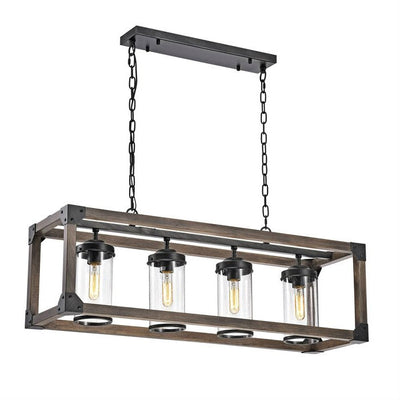 4-Light Adjustable Dimmable Rectangle Chandelier â€“ Wrought Iron AccentsÂ 
