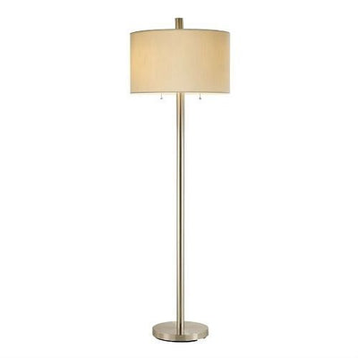 Contemporary Satin Steel Floor with Oversized White Silk-like Drum Shade - Free Shipping 