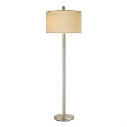 Contemporary Satin Steel Floor with Oversized White Silk-like Drum Shade - Free Shipping