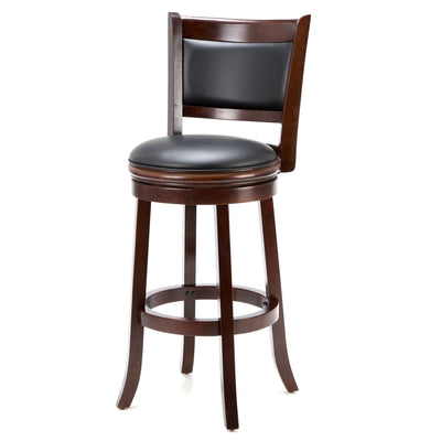 Cherry 29-inch Solid Wood Bar Stool with Faux Leather Swivel Seat - Free Shipping 