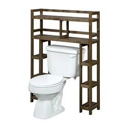 Solid Wood Over the Toilet Bathroom Storage Unit in Medium Brown Finish - Free Shipping