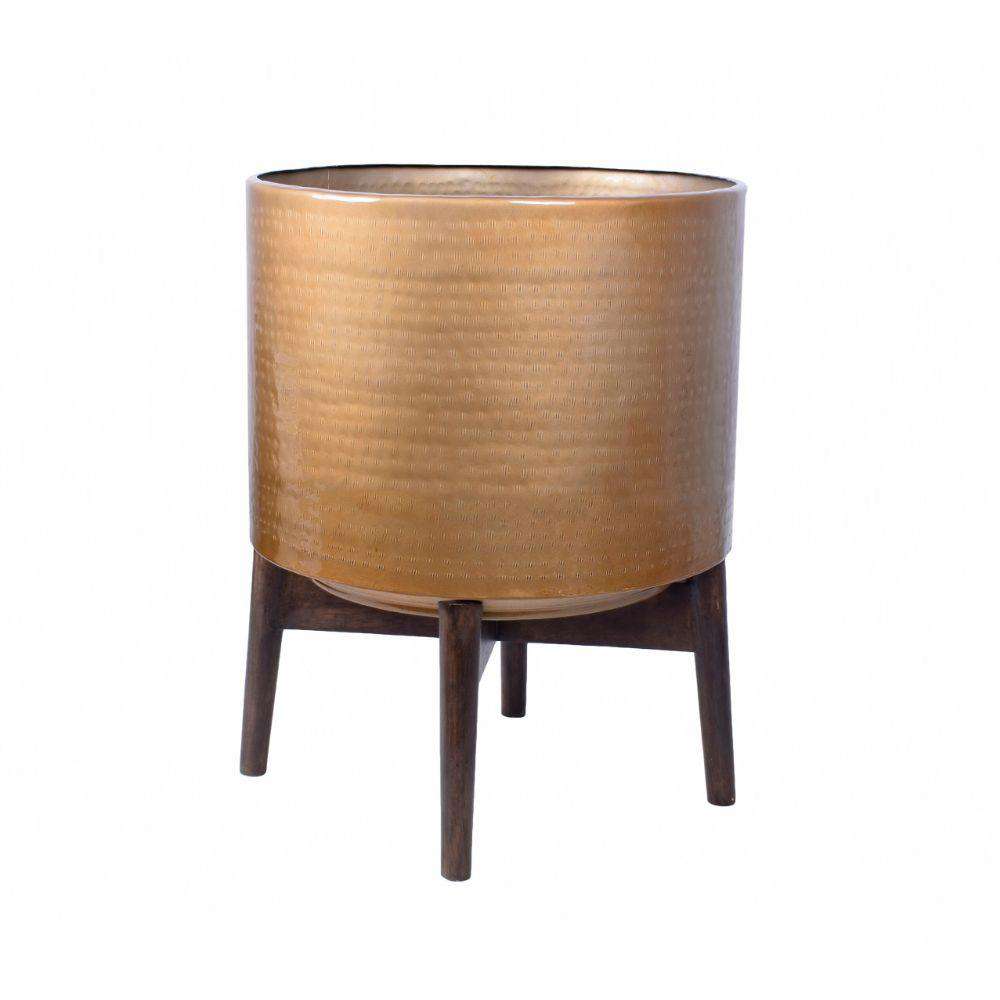 Adora -Mid-Century Modern Plant Stand With Brass Planter 