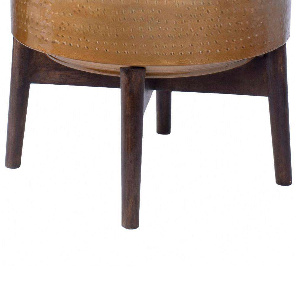 Adora -Mid-Century Modern Plant Stand With Brass Planter 