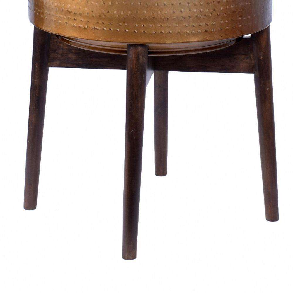 Adora -Mid-Century Modern Plant Stand With Brass Planter 
