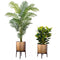 Adora Mid-Century Modern Plant Stand | Brass Planter on Wood, Handmade, 19–23.5