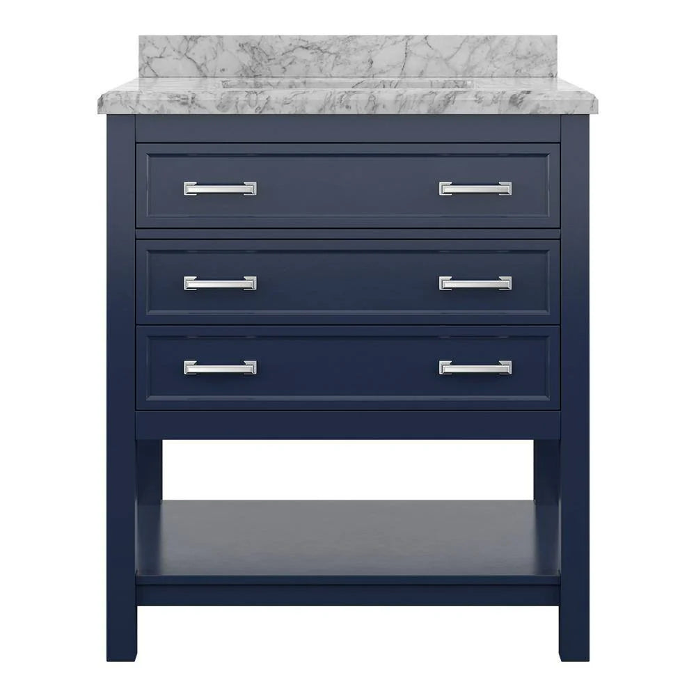 Affinity 31" Single Sink Vanity with White & Gray Carrara Marble Top