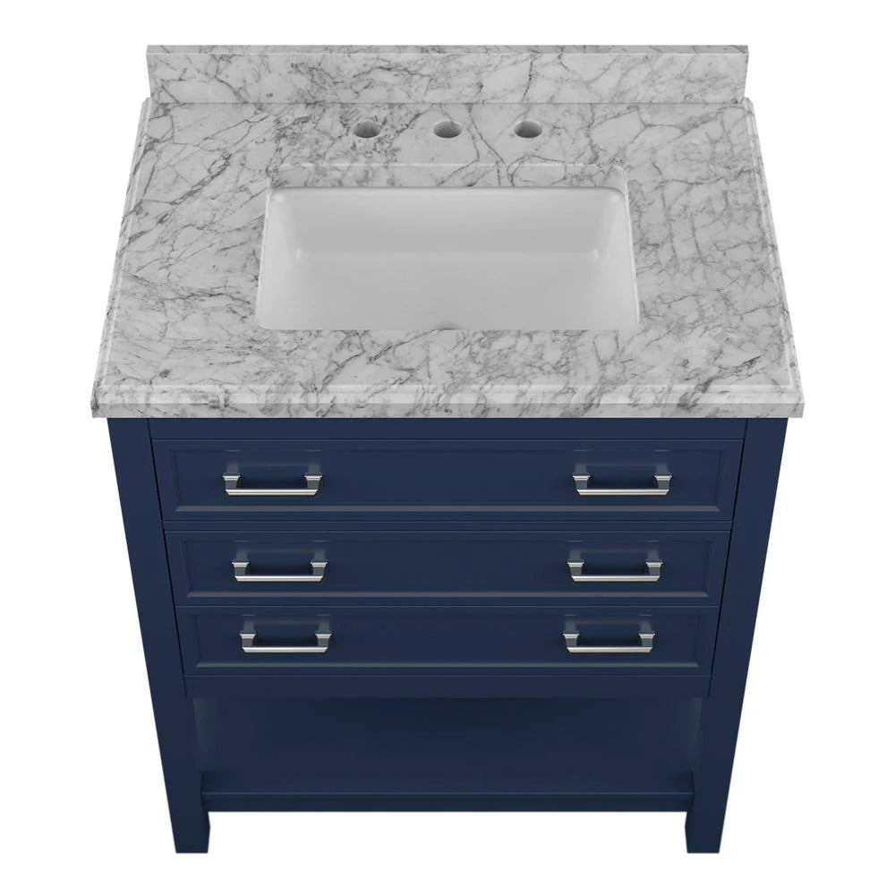 Affinity 31" Single Sink Vanity with White & Gray Carrara Marble Top