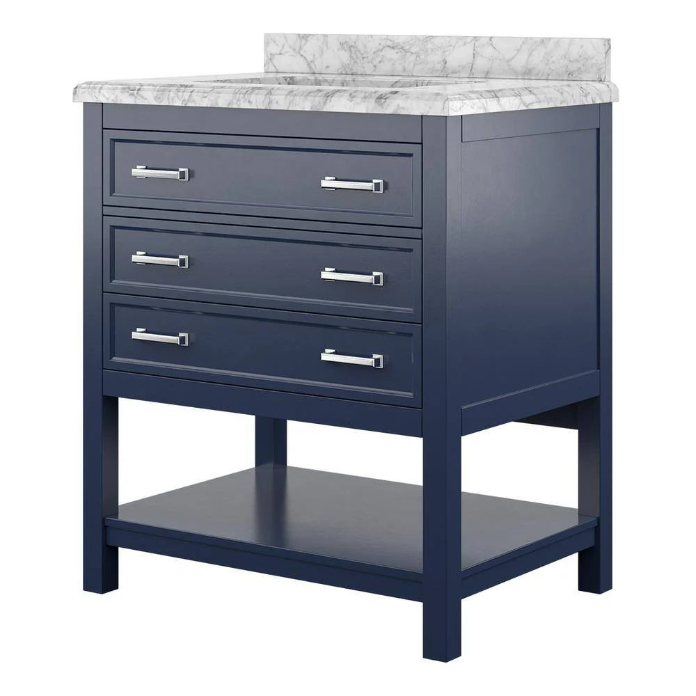 Affinity 31" Single Sink Vanity with White & Gray Carrara Marble Top