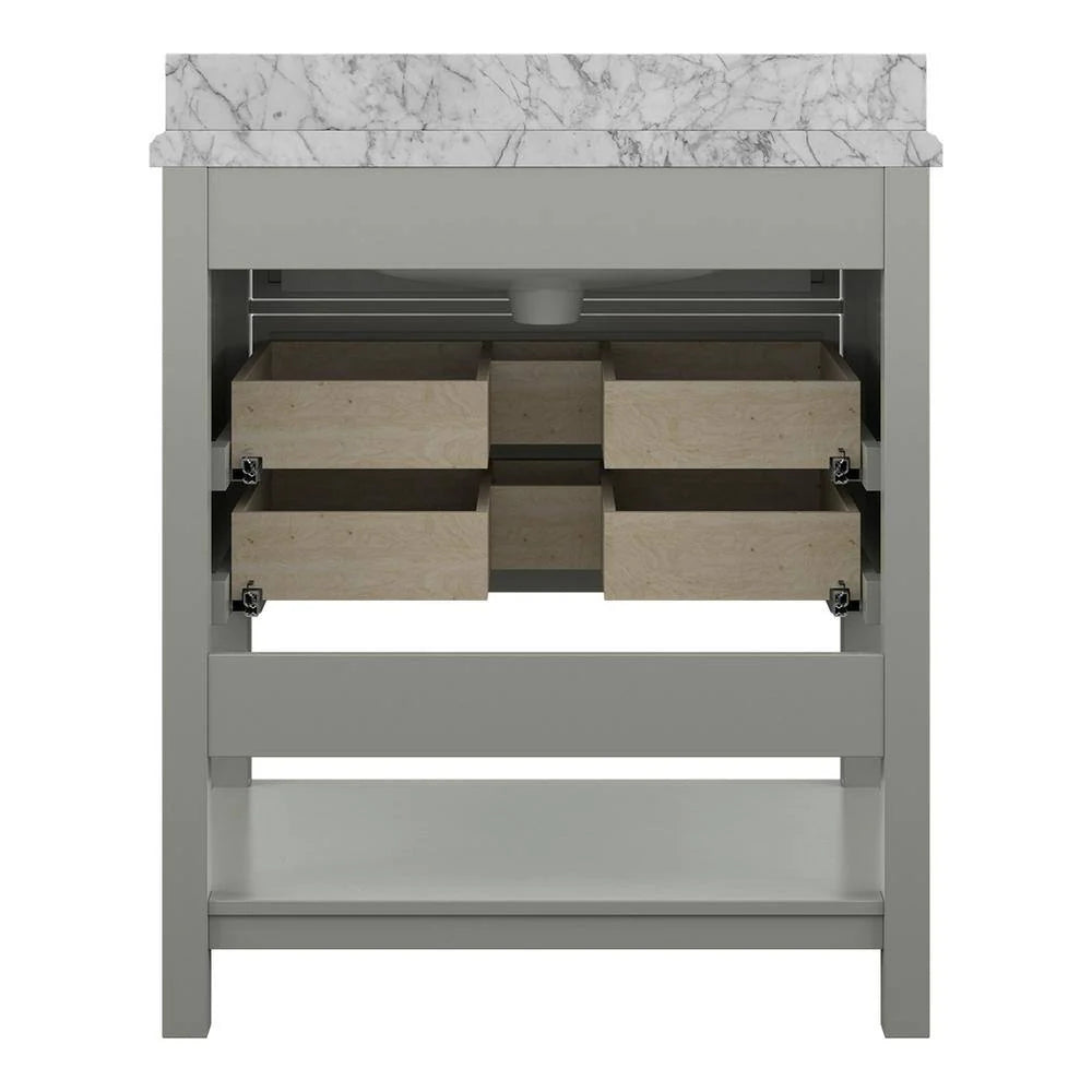 Affinity 31" Single Sink Vanity with White & Gray Carrara Marble Top