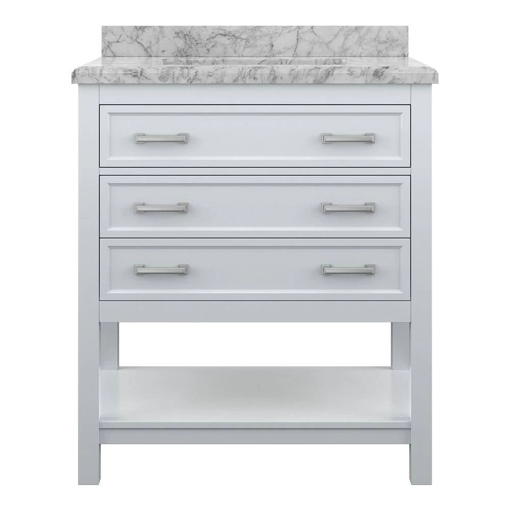 Affinity 31" Single Sink Vanity with White & Gray Carrara Marble Top