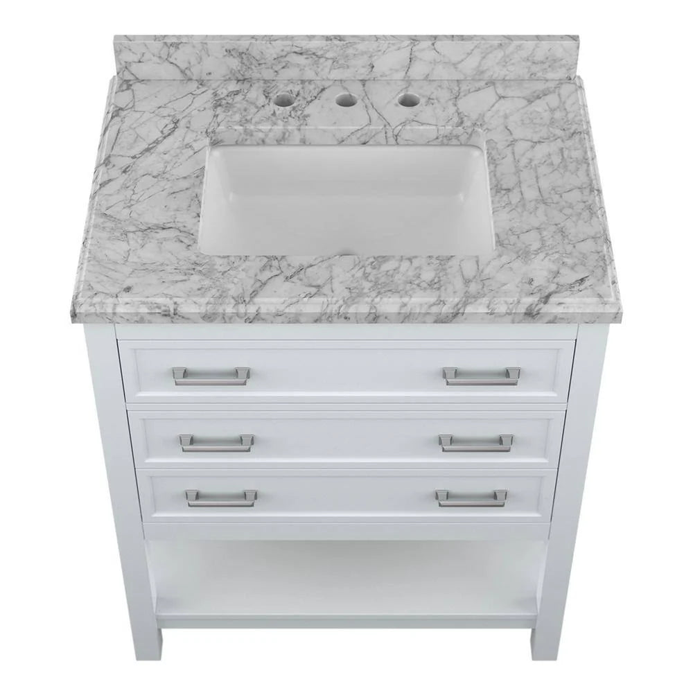 Affinity 31" Single Sink Vanity with White & Gray Carrara Marble Top