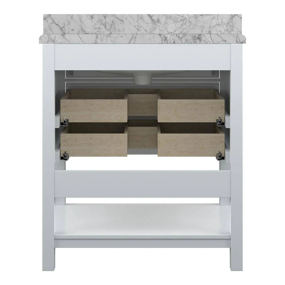 Affinity 31" Single Sink Vanity with White & Gray Carrara Marble Top