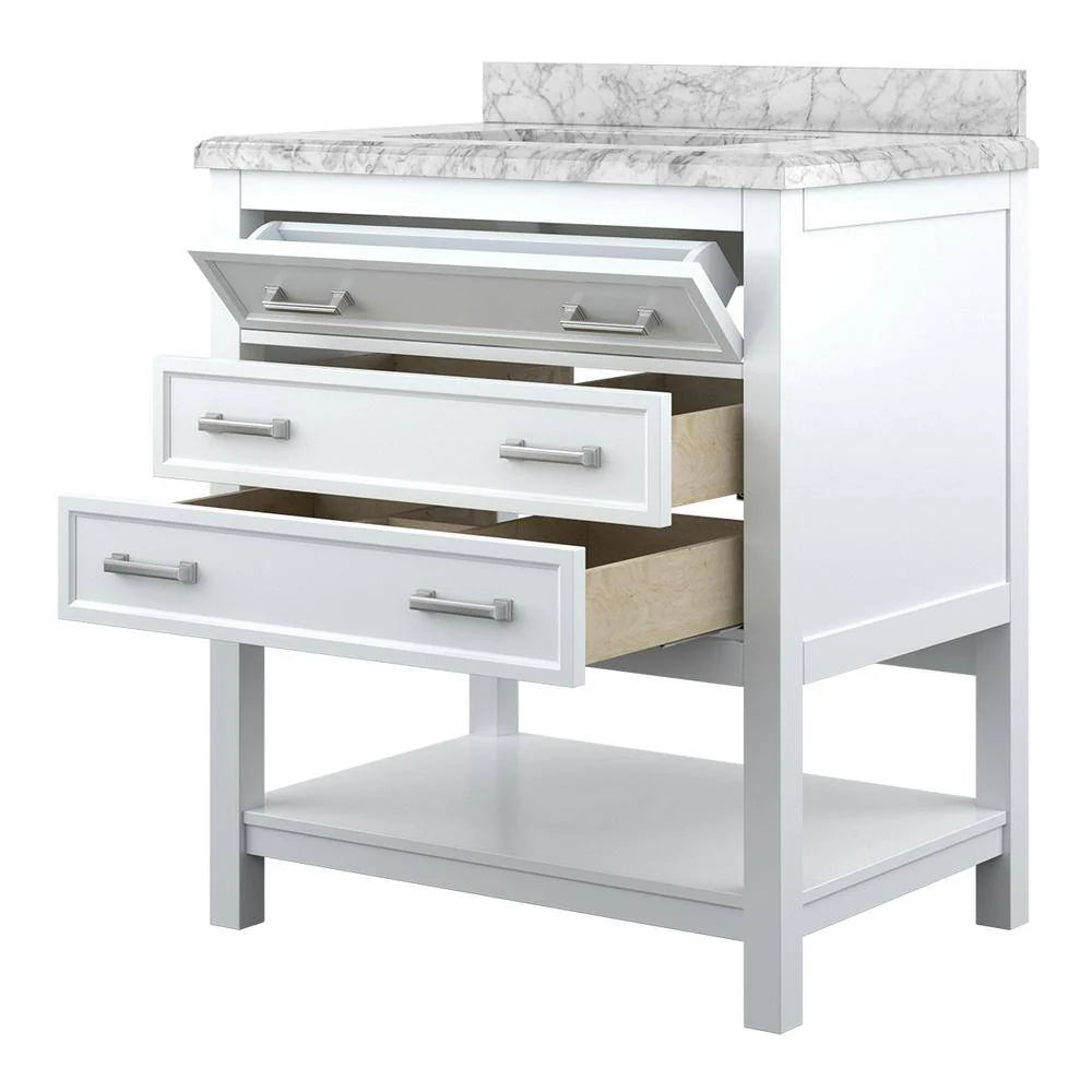 Affinity 31" Single Sink Vanity with White & Gray Carrara Marble Top