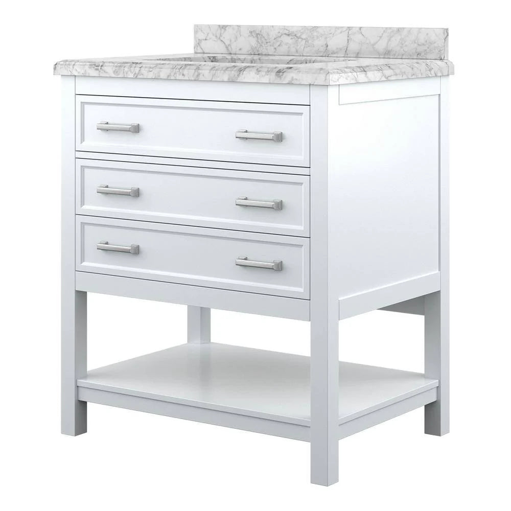 Affinity 31" Single Sink Vanity with White & Gray Carrara Marble Top