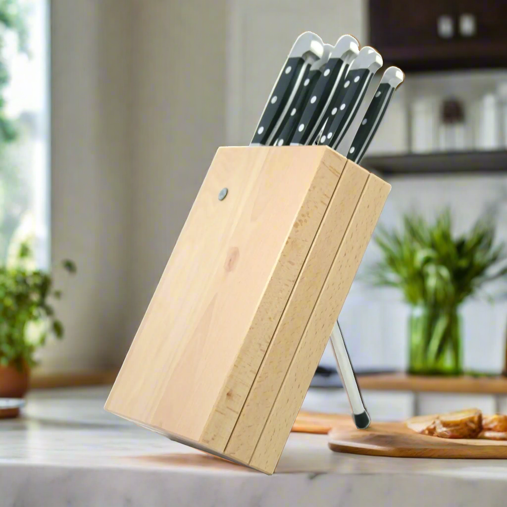 Knife Block Holder - Milly Beech Wood - (Knife not included) 