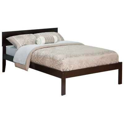 Full size Platform Bed with Headboard in Espresso Wood Finish - Free Shipping 