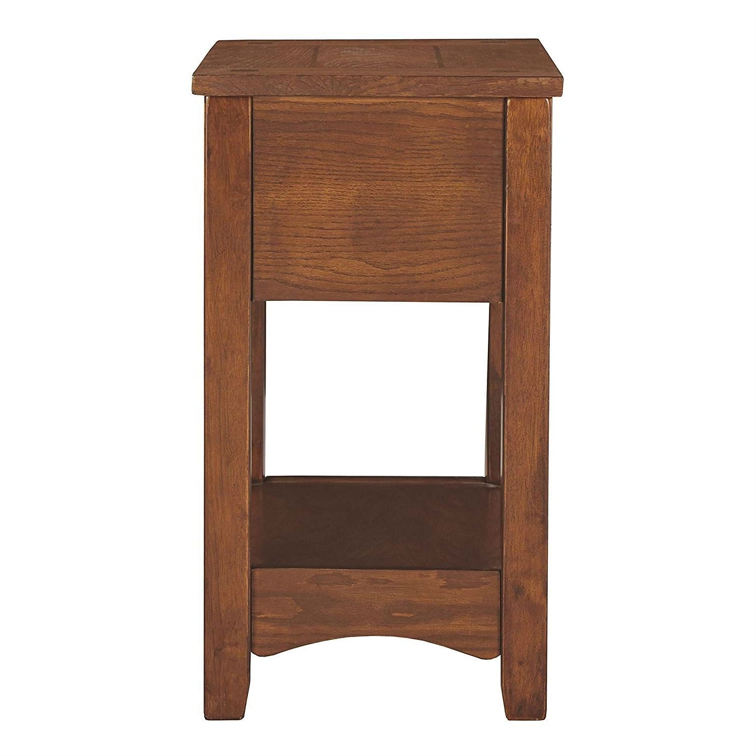 Mission Style 1-Drawer End Table Nightstand in Brown Wood Finish - Free Shipping