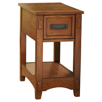 Mission Style 1-Drawer End Table Nightstand in Brown Wood Finish - Free Shipping 