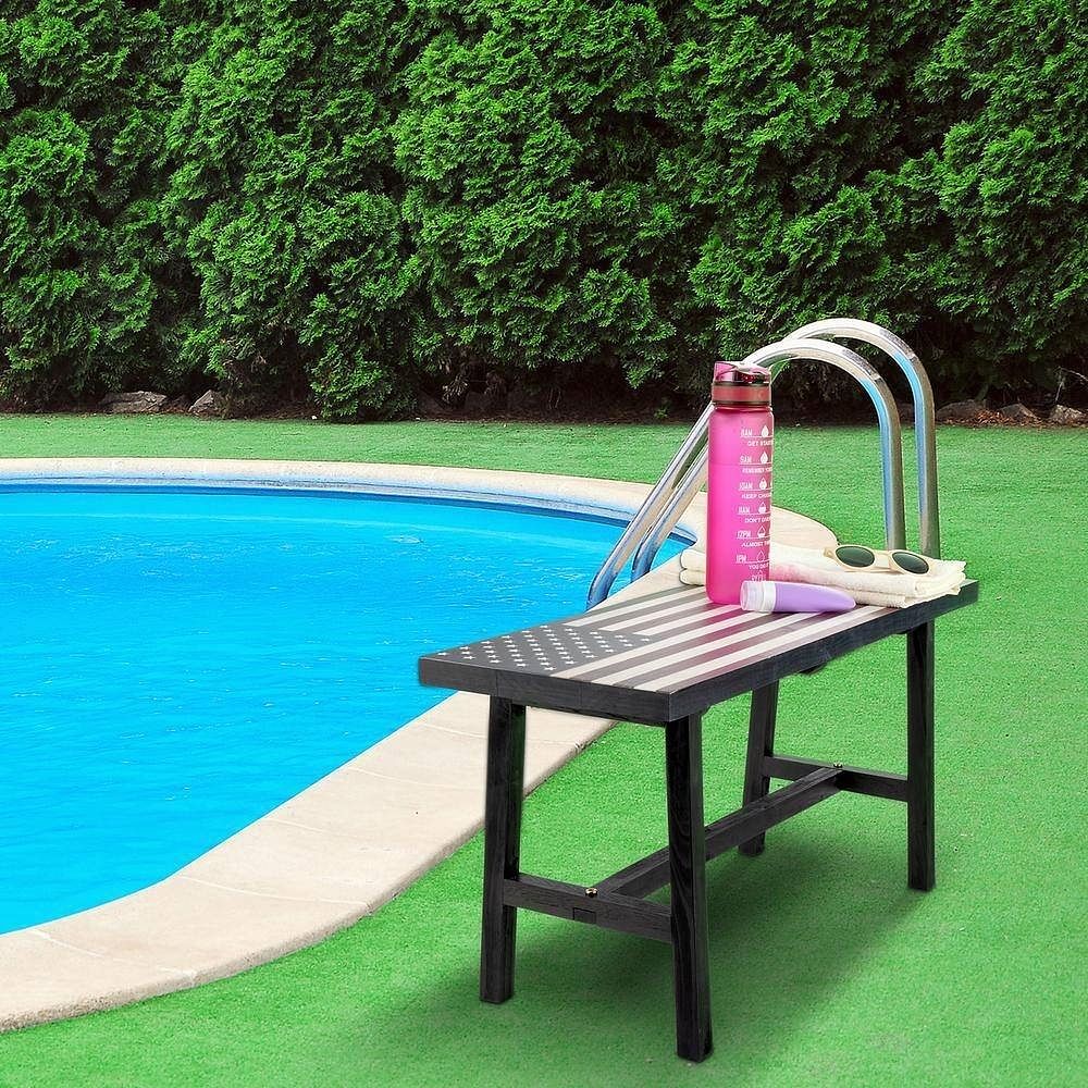 Outdoor Patio Backyard Garden Bench with American Flag Design - Free Shipping 