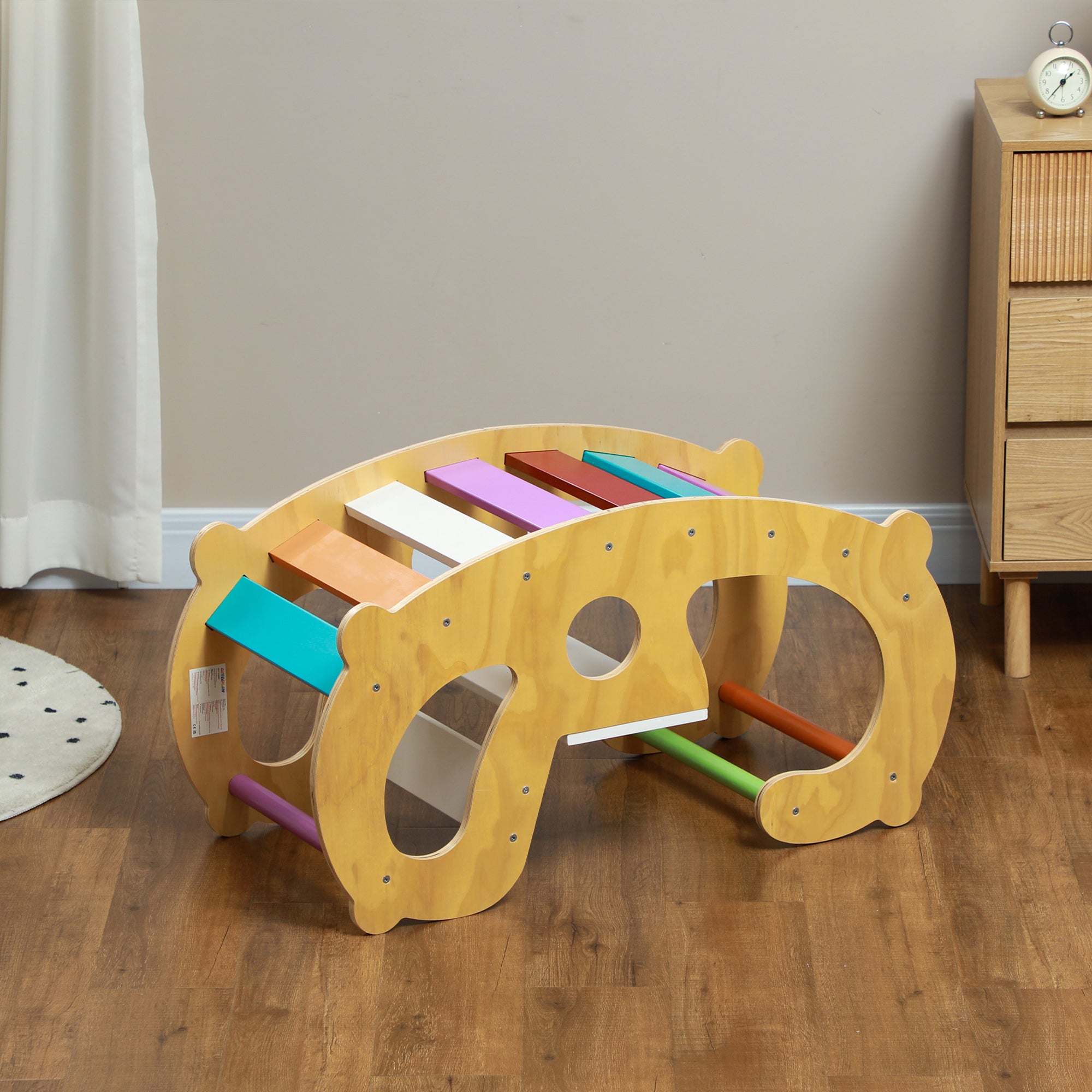 Qaba 2 in 1 Wooden Arch Ladder Baby Rocker for Toddlers 18-48 Months 
