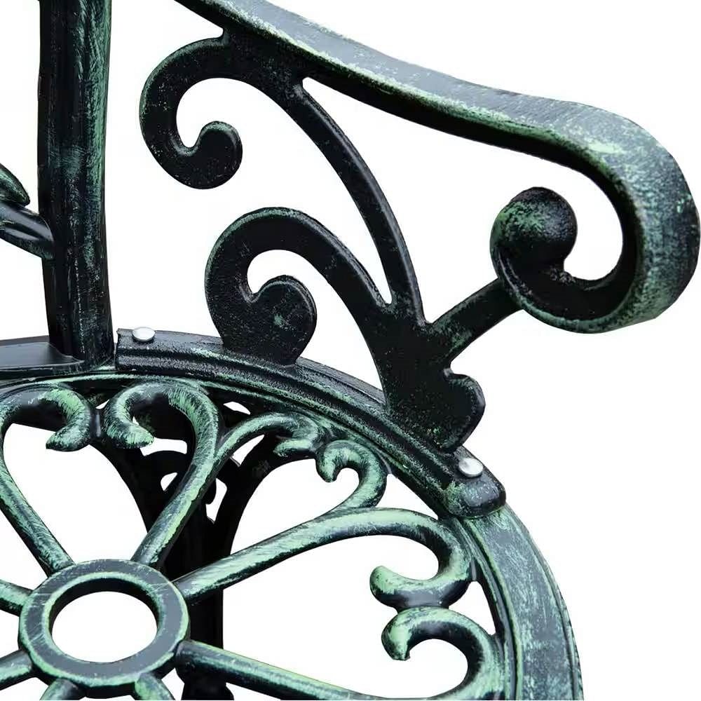 Outdoor Patio 40-inch Garden Bench with Backrest in Antique Green Metal Finish - Free Shipping 